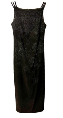 Vintage 90s CDC Beaded Formal Maxi Dress Black Whimsigoth Y2K Goth Prom 10